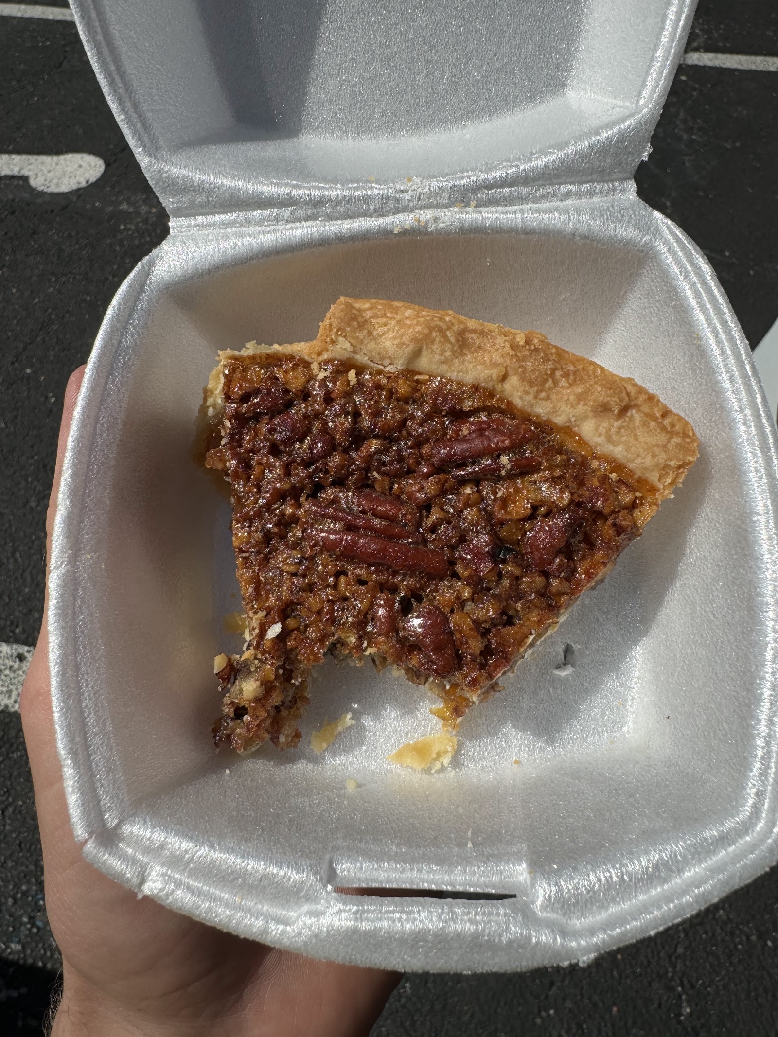 Slice of homemade pecan pie